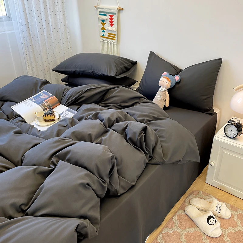3-Piece Set Of Solid-Color Down Duvet Cover, Bedding Set (1 Duvet Cover +2 Pillowcases, Without Core), Soft And Comfortable 3-Piece Set Of Solid-Color Down Duvet Cover, Bedding Set (1 Duvet Cover +2 Pillowcases, Without Core), Soft And Comfortable - Image 6