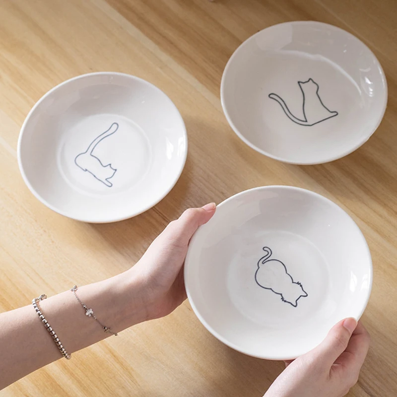 【F】Ceramic Cat Plates With Silicone Anti Slip Pad Pet Cat Snack Bowl Cute Kitten Food Bowl Pet Kitten Water Bowl Pet Supplies 【F】Ceramic Cat Plates With Silicone Anti Slip Pad Pet Cat Snack Bowl Cute Kitten Food Bowl Pet Kitten Water Bowl Pet Supplies - Image 17