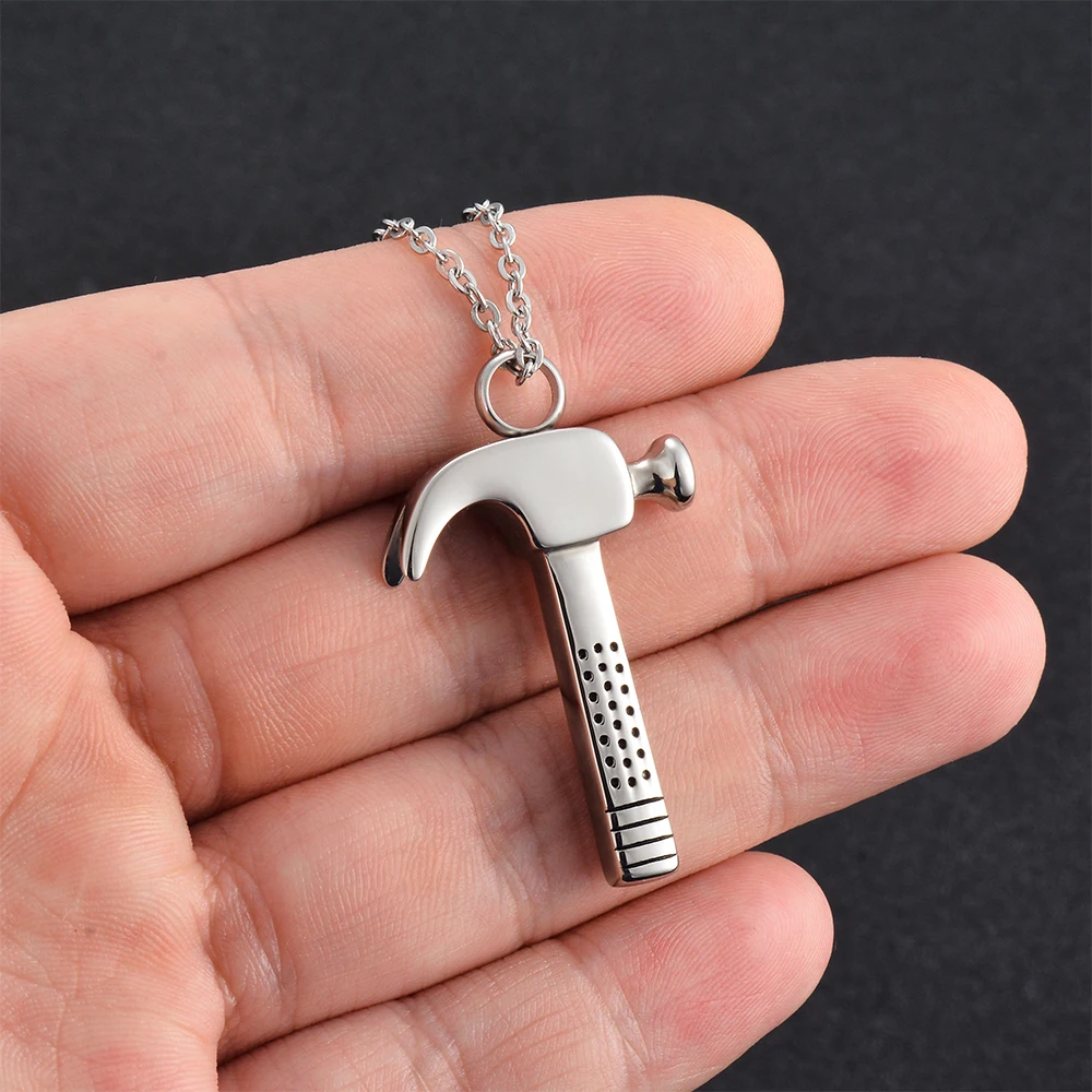 Hammer-Urnen-Halskette Für Asche, Gedenkschmuck, Aschebehälter Aus Edelstahl, Andenken-Anhänger-Halskette Für Männer Und Frauen Hammer-Urnen-Halskette Für Asche, Gedenkschmuck, Aschebehälter Aus Edelstahl, Andenken-Anhänger-Halskette Für Männer Und Frauen - Image 5