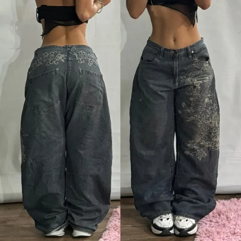 2025 Fashion New Oversized Pattern Printing Baggy Jeans Men Y2K Street Vintage Rock Casual Straight High Waist Wide Leg Trousers 2025 Fashion New Oversized Pattern Printing Baggy Jeans Men Y2K Street Vintage Rock Casual Straight High Waist Wide Leg Trousers - Image 6