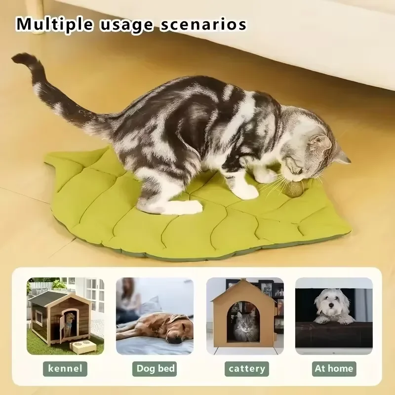 1/2Pcs Leaf Shaped Cat Bed And Pet Mat Soft Washable Reversible Non-Slip Cushion For Cats And Dogs Indoor Travel Camping Pet Bed 1/2Pcs Leaf Shaped Cat Bed And Pet Mat Soft Washable Reversible Non-Slip Cushion For Cats And Dogs Indoor Travel Camping Pet Bed - Image 4