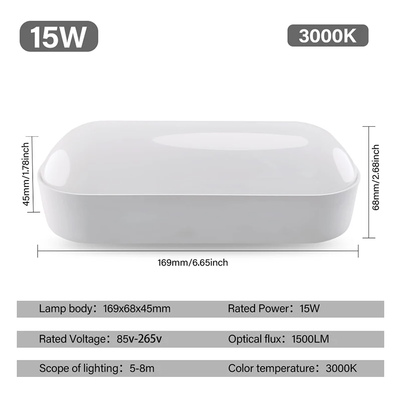 Wandleuchte 15W Ac85-265V 3000K 4000K 6000K Led-Lampen Innen- Und Außenwandleuchte Für Wohnzimmer, Veranda, Schlafzimmer Wandleuchte 15W Ac85-265V 3000K 4000K 6000K Led-Lampen Innen- Und Außenwandleuchte Für Wohnzimmer, Veranda, Schlafzimmer - Image 8