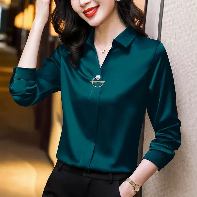 Elegante Frauen Chiffon Bluse 2025, Neue Temperament Turndown Kragen Büro Dame Hemd Streetwear Casual Einfarbig Tops Kleidung Elegante Frauen Chiffon Bluse 2025, Neue Temperament Turndown Kragen Büro Dame Hemd Streetwear Casual Einfarbig Tops Kleidung