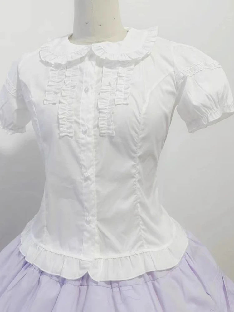 Lolita Peter Pan Kragen Bluse Damen Jk Kawaii Shirt Japanische Spitze Patch Abnehmbare Langarm Y2K Ästhetische Rüschen Blusas Lolita Peter Pan Kragen Bluse Damen Jk Kawaii Shirt Japanische Spitze Patch Abnehmbare Langarm Y2K Ästhetische Rüschen Blusas - Image 6