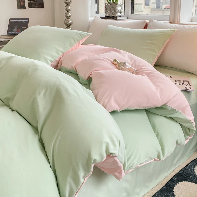 Ins Style Solid Color Duvet Cover Set Washed Cotton Bedclothes Comforter Cover Pillowcase Soft Bedding Sets Quilt Covers 220X240 Ins Style Solid Color Duvet Cover Set Washed Cotton Bedclothes Comforter Cover Pillowcase Soft Bedding Sets Quilt Covers 220X240 - Image 15