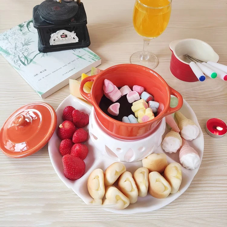Keramik 220Ml Mini-Fondue-Set Mit Dip-Gabeln &Amp; Tablett Für Schokolade, Käse, Eiscreme, Party-Desserts Und Kerzenherstellung Keramik 220Ml Mini-Fondue-Set Mit Dip-Gabeln &Amp; Tablett Für Schokolade, Käse, Eiscreme, Party-Desserts Und Kerzenherstellung - Image 6