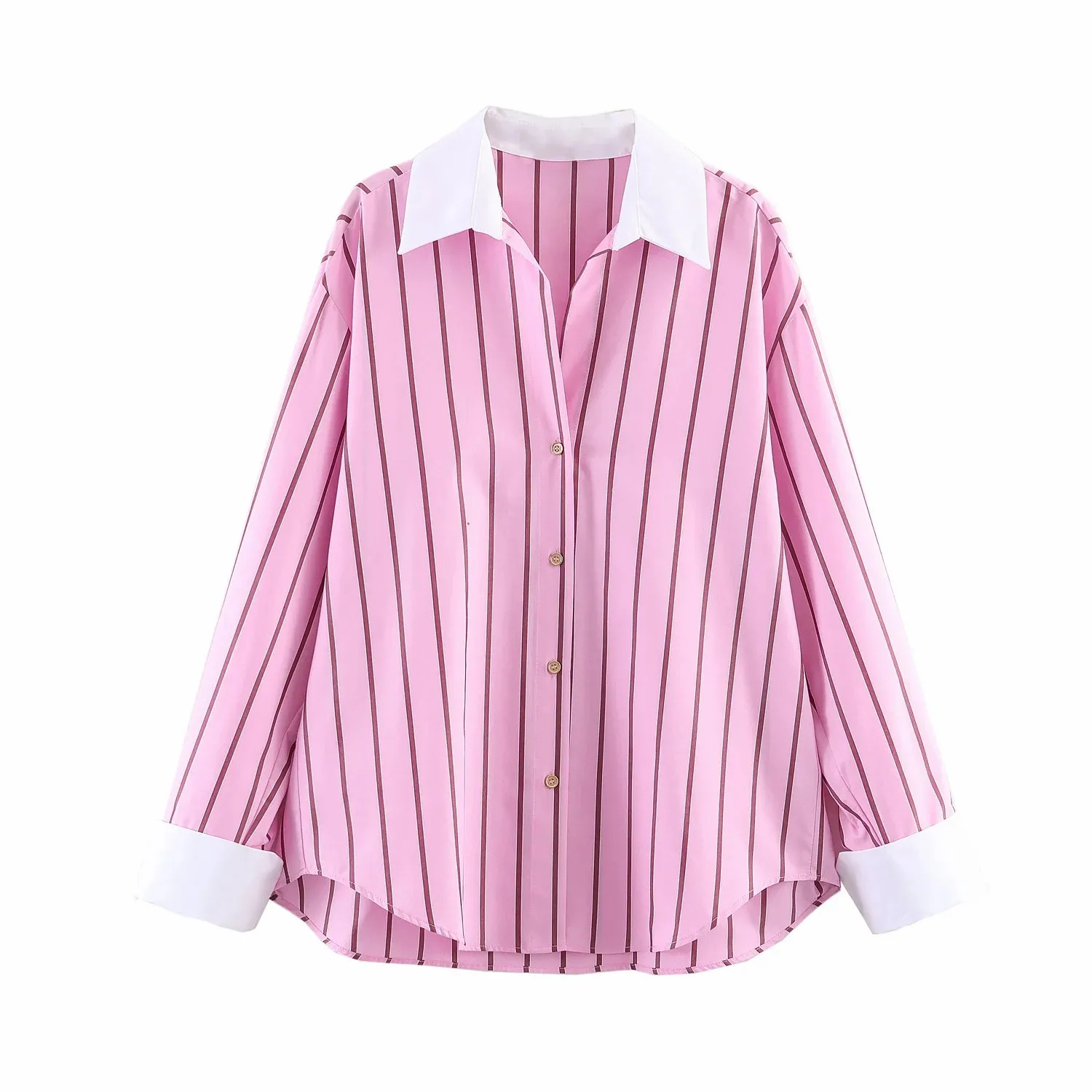 Damen-Blusen Und -Tops Frühling Neue Mode Farbblockierung Elegante Damenhemden Schicke Streetwear Einreihige Oberteile Damen-Blusen Und -Tops Frühling Neue Mode Farbblockierung Elegante Damenhemden Schicke Streetwear Einreihige Oberteile - Image 7