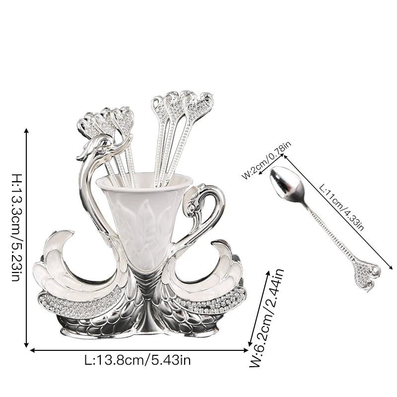 Ein Schwanenförmiges Obstgabel- Und Löffel-Set, Ein Eimerregal Mit 6 Löffel Oder Gabeln, Geeignet Zum Trinken Von Kaffee, Essen, Desserts Und Obst Ein Schwanenförmiges Obstgabel- Und Löffel-Set, Ein Eimerregal Mit 6 Löffel Oder Gabeln, Geeignet Zum Trinken Von Kaffee, Essen, Desserts Und Obst - Image 6