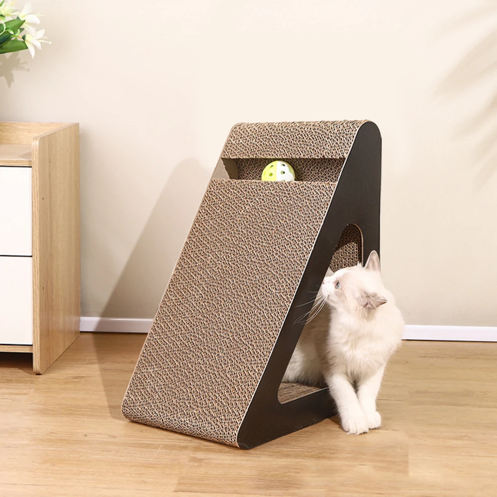 2 In 1 Cat Scratcher Cardboard Triangles Shaped With Spinnings Balls Sturdy Anti-Scratch Relieves Cat Stress Toy For Pet Use 2 In 1 Cat Scratcher Cardboard Triangles Shaped With Spinnings Balls Sturdy Anti-Scratch Relieves Cat Stress Toy For Pet Use - Image 9