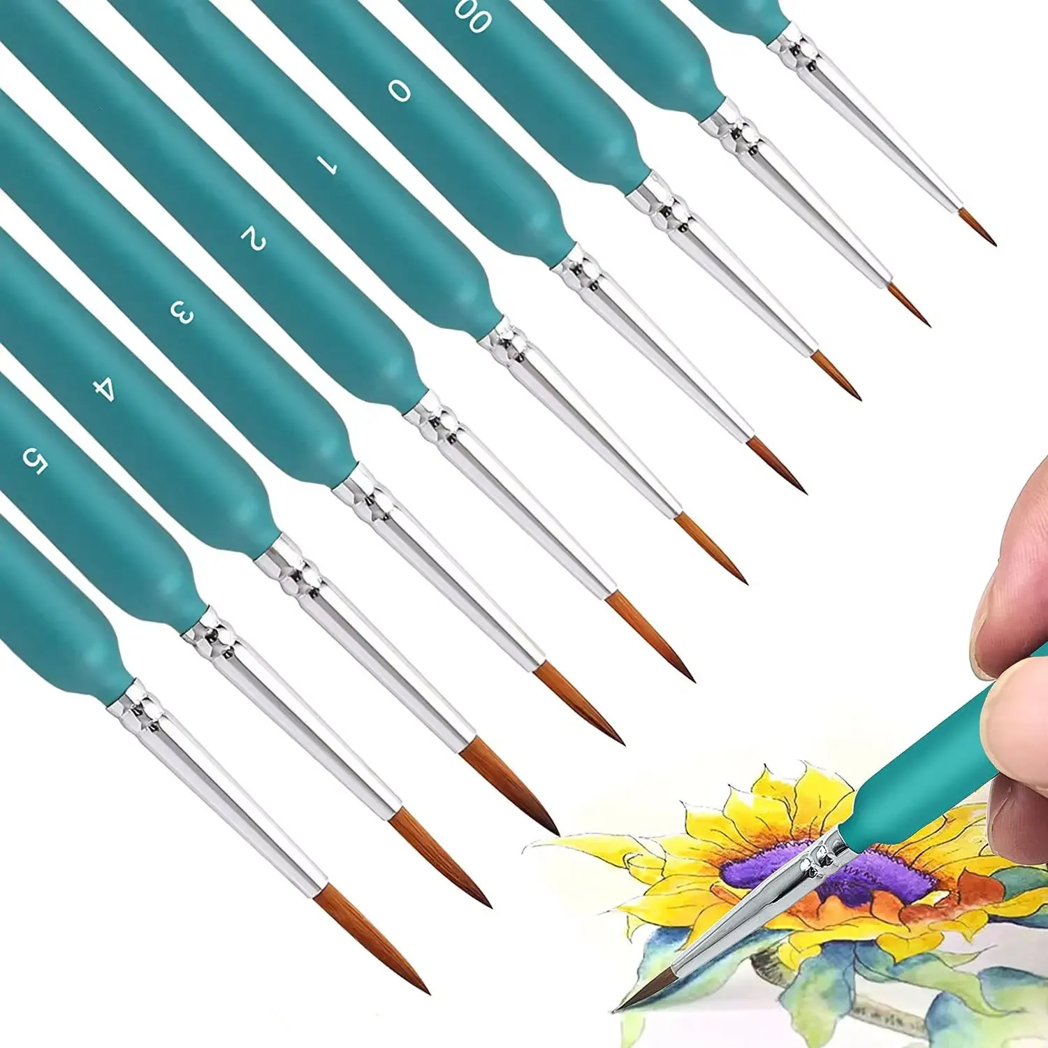 10/11-Teiliges Miniatur-Pinsel-Set Mit Detailspitze Und Ergonomischem Griff – Geeignet Für Acrylmalerei, Öl, Wat 10/11-Teiliges Miniatur-Pinsel-Set Mit Detailspitze Und Ergonomischem Griff – Geeignet Für Acrylmalerei, Öl, Wat - Image 7