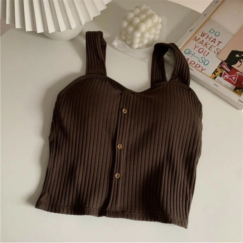 Frauen Y2K Cropped Tops Mit Bh Pads Sommer Korsett Koreanische Hosenträger Weste Sexy Leibchen Schlank Feste Beiläufige Gefälschte Schnalle Tops Frauen Y2K Cropped Tops Mit Bh Pads Sommer Korsett Koreanische Hosenträger Weste Sexy Leibchen Schlank Feste Beiläufige Gefälschte Schnalle Tops - Image 9