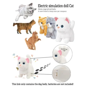 Pet Companion Batteriebetriebenes Spielzeug Plüsch Haustier elektronisches interaktives Spielzeug Gehen Bellen Wagen Schwanz Simulationsmodell Katze