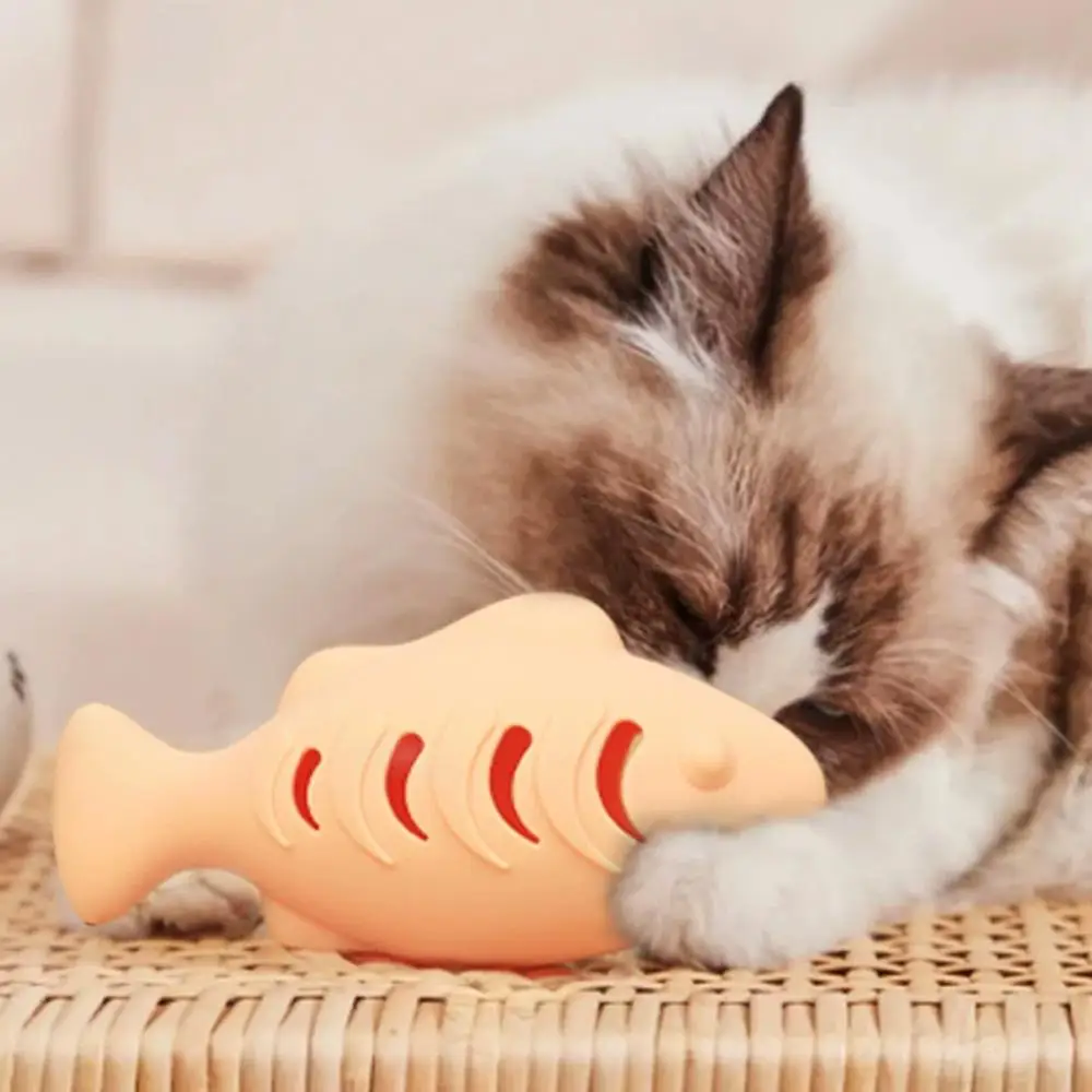 Interactive Cat Toy Food Dispenser For Indoor Cats Blue Treat &Amp; Catnip Stuffer Engaging Silicone Fish Chew Toy Dental Care Interactive Cat Toy Food Dispenser For Indoor Cats Blue Treat &Amp; Catnip Stuffer Engaging Silicone Fish Chew Toy Dental Care - Image 2