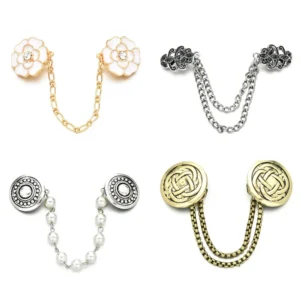 1PC 2023 Neue Mode Frauen Vintage Blume Kette Strickjacke Clip Taille Clip Dame Retro Hand Geschmiedet Schnallen Mantel Brosche pin Schmuck