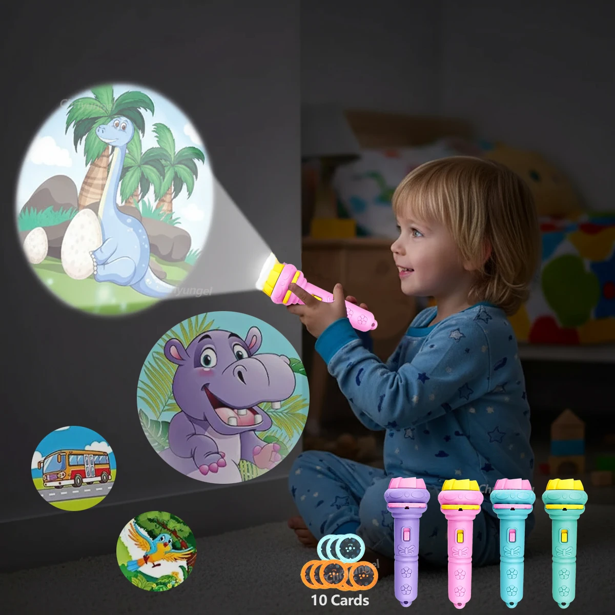 Projector Flashlight For Kids 10 Cards 80 Patterns Bedtime Toys Cartoon Light Educational Toy Gift For Toddler Boys Girls Projector Flashlight For Kids 10 Cards 80 Patterns Bedtime Toys Cartoon Light Educational Toy Gift For Toddler Boys Girls