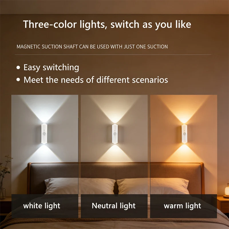 Intelligente Sensor-Wandleuchte Usb-Aufladbar Bewegungsmelder Nachtlicht Led Magnetischer Strahler Für Schlafzimmer Flur Treppe Intelligente Sensor-Wandleuchte Usb-Aufladbar Bewegungsmelder Nachtlicht Led Magnetischer Strahler Für Schlafzimmer Flur Treppe - Image 3