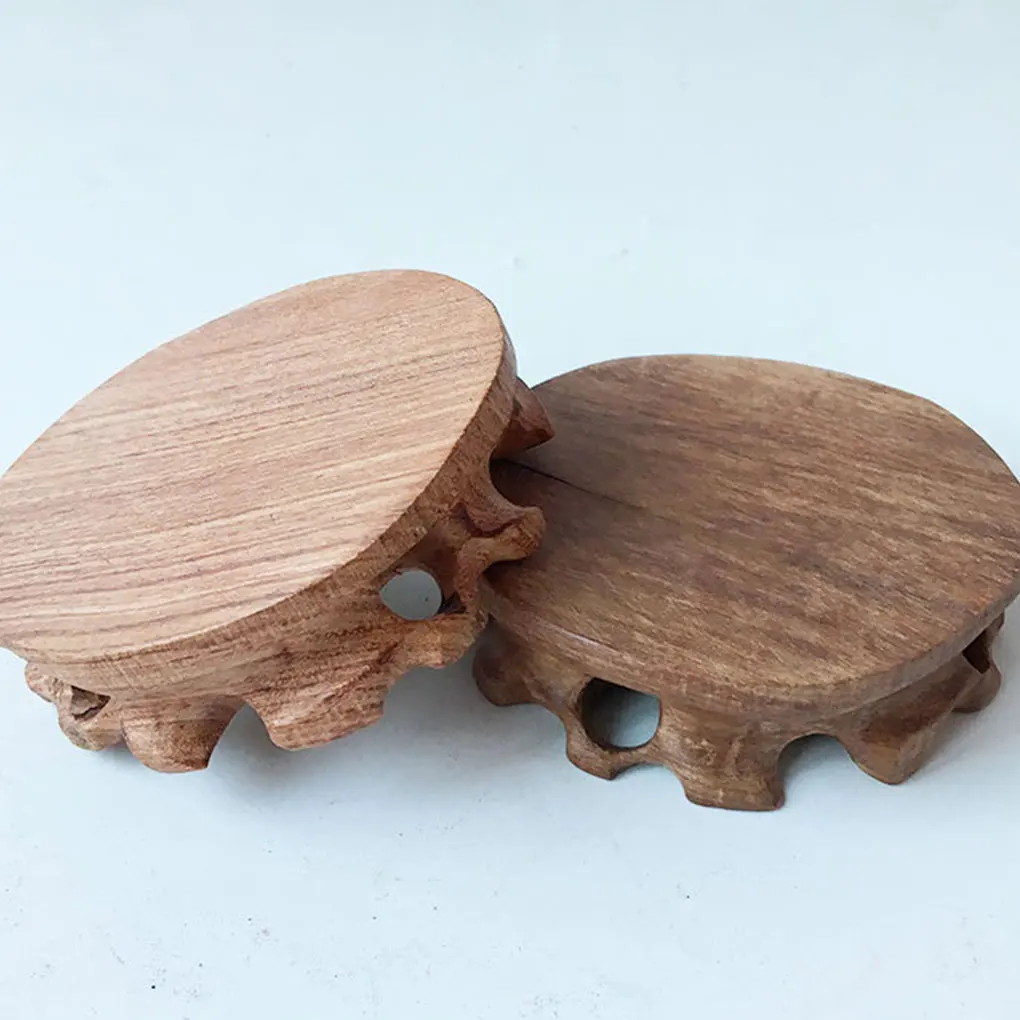 Round Wooden Stool Base Smooth Vintage Exquisite Figurines Stand Clear Texture Sturdy Pedestal Craft Home Stores Round Wooden Stool Base Smooth Vintage Exquisite Figurines Stand Clear Texture Sturdy Pedestal Craft Home Stores - Image 2