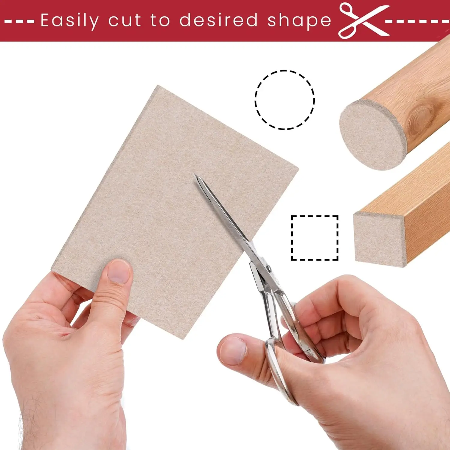Felt Furniture Pads 4Pcs Self Adhesive Cuttable Furniture Felt Pads, Anti Scratch Floor Protectors For Furniture Felt Furniture Pads 4Pcs Self Adhesive Cuttable Furniture Felt Pads, Anti Scratch Floor Protectors For Furniture - Image 2