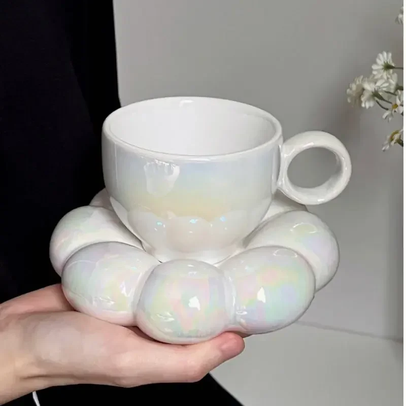 Keramik Wolke Kaffee Becher Sets Kreative Blumen Untertasse Becher Exquisite Büro Nachmittag Tee Tassen Küche Drink Hause Zubehör Keramik Wolke Kaffee Becher Sets Kreative Blumen Untertasse Becher Exquisite Büro Nachmittag Tee Tassen Küche Drink Hause Zubehör - Image 5
