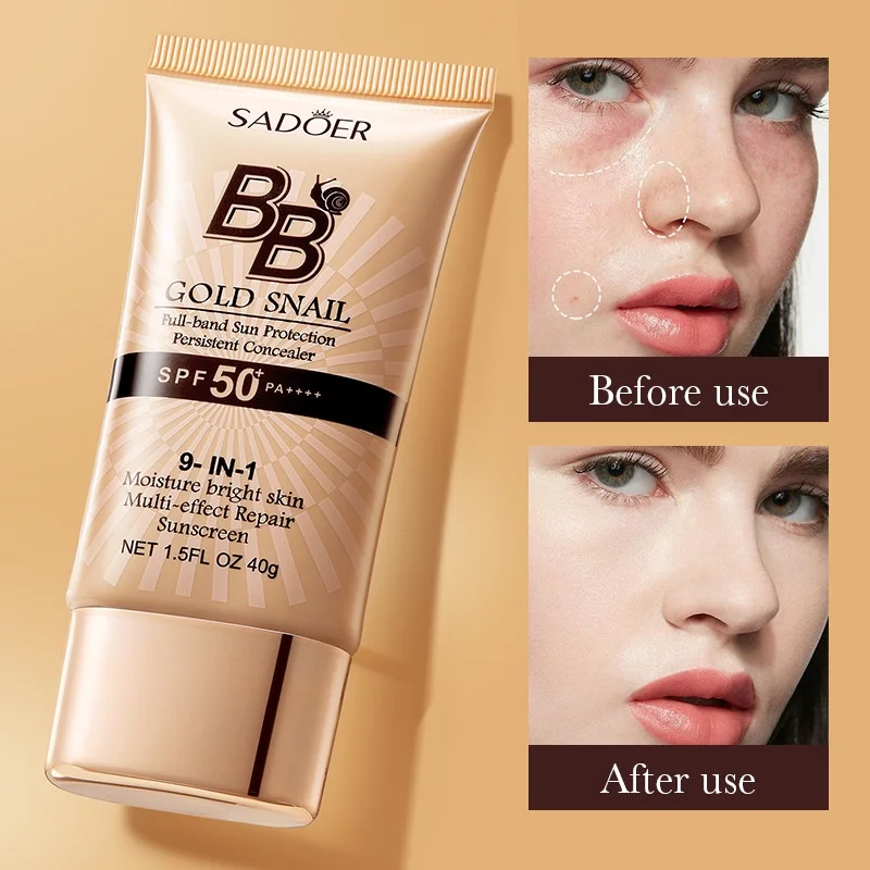 Sadoer Gold Snail Sunscreen Bb Cream Foundation Concealer Moisturizing Isolation Cream Spf50+Pa+++ 40G Sadoer Gold Snail Sunscreen Bb Cream Foundation Concealer Moisturizing Isolation Cream Spf50+Pa+++ 40G