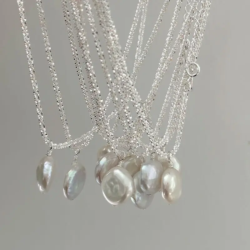 Neue Funkelnde Runde Perlenkette Aus 925Er-Sterlingsilber, Schlichter Stil, Charm-Anhänger, Halsband, Geburtstagsgeschenk Für Frauen, Edler Schmuck Neue Funkelnde Runde Perlenkette Aus 925Er-Sterlingsilber, Schlichter Stil, Charm-Anhänger, Halsband, Geburtstagsgeschenk Für Frauen, Edler Schmuck - Image 5