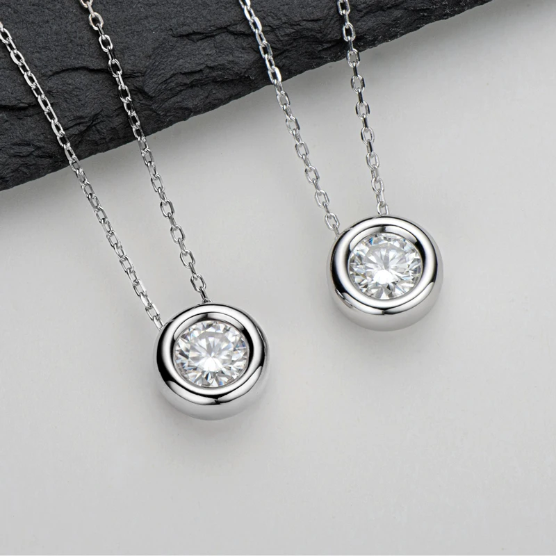 18 Karat Gelb-Roségold Vergoldetes 925Er Silber 3Ct 1-2Ct 9 Mm Lünette Moissanit Anhänger Halskette Für Damen Herren Geschenk Geburtstag Jahrestag 18 Karat Gelb-Roségold Vergoldetes 925Er Silber 3Ct 1-2Ct 9 Mm Lünette Moissanit Anhänger Halskette Für Damen Herren Geschenk Geburtstag Jahrestag - Image 2
