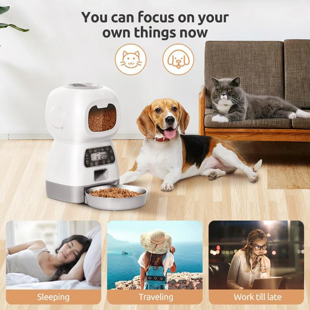 3,5 L Automatischer Futterspender Für Haustiere Für Katzen, Wifi, Smart Swirl, Langsamer Hundefutterspender Mit Diktiergerät, Große Kapazität, Timing-Katzenfutterspender 3,5 L Automatischer Futterspender Für Haustiere Für Katzen, Wifi, Smart Swirl, Langsamer Hundefutterspender Mit Diktiergerät, Große Kapazität, Timing-Katzenfutterspender - Image 6