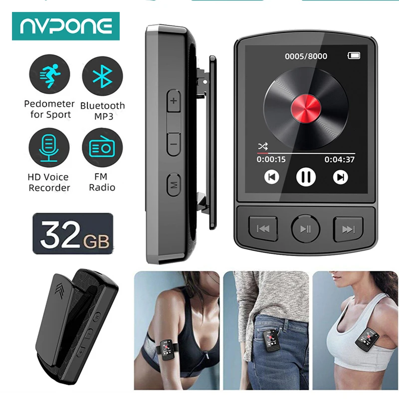 Mp3-Player Tragbarer Sport-Clip Walkman Hifi-Sound Bluetooth-Kompatibel 5.0 Student Walkman 1,8-Zoll-Bildschirm Mit Fm-Radio E-Book Mp3-Player