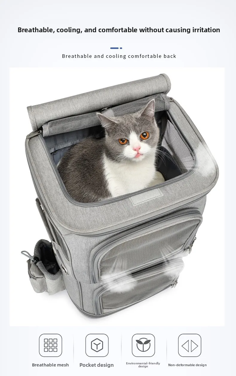 2-In-1 Rolling Pet Carrier Double Compartment Foldable Cat Stroller Large Breathable Travel Carrier For 2 Cats, Airline Approved 2-In-1 Rolling Pet Carrier Double Compartment Foldable Cat Stroller Large Breathable Travel Carrier For 2 Cats, Airline Approved - Image 14