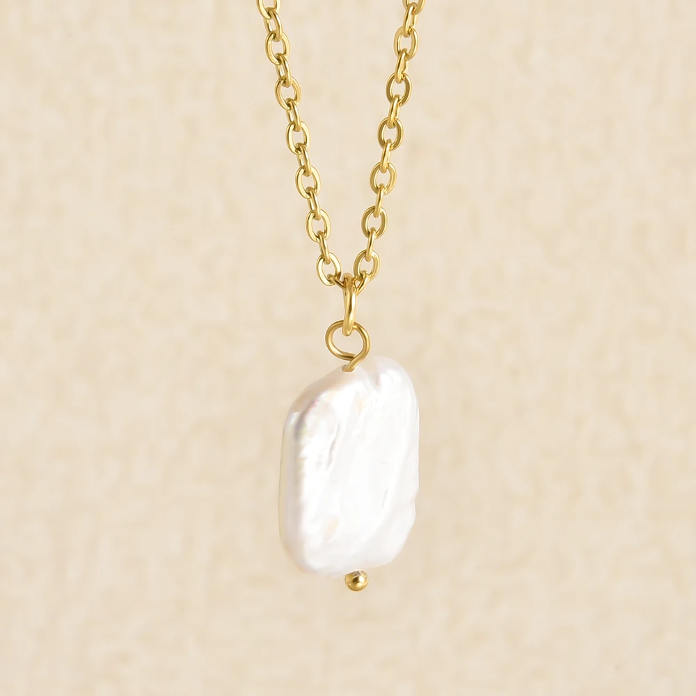 Echte Unregelmäßige Natürliche Süßwasserperlen Anhänger Halsketten Edelstahl O Gliederkette 45/50/60 Cm Modeschmuck Halskette Echte Unregelmäßige Natürliche Süßwasserperlen Anhänger Halsketten Edelstahl O Gliederkette 45/50/60 Cm Modeschmuck Halskette - Image 3