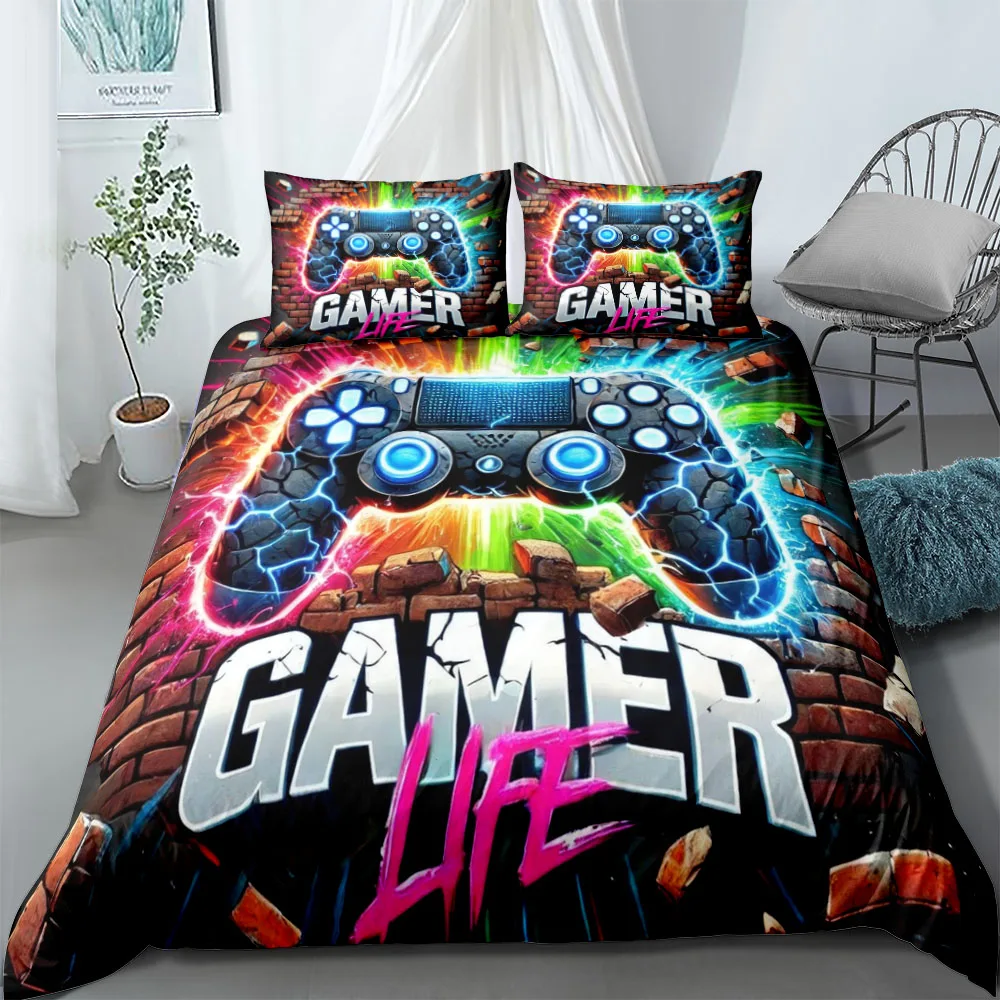 Gaming Zone Neon-Bettbezug-Set, Eu-Einzelbett, Doppelbett, King-Size-Bett, Us-Size-Bett, Queen-Size-Bettwäsche-Set Gaming Zone Neon-Bettbezug-Set, Eu-Einzelbett, Doppelbett, King-Size-Bett, Us-Size-Bett, Queen-Size-Bettwäsche-Set - Image 2