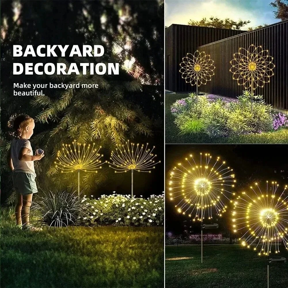 Outdoor Led Solar-Feuerwerkslichter Gartendekoration Lichterkette Wasserdichte Pusteblume Rasenlampe Für Garten Landschaft Rasendekoration Outdoor Led Solar-Feuerwerkslichter Gartendekoration Lichterkette Wasserdichte Pusteblume Rasenlampe Für Garten Landschaft Rasendekoration - Image 5