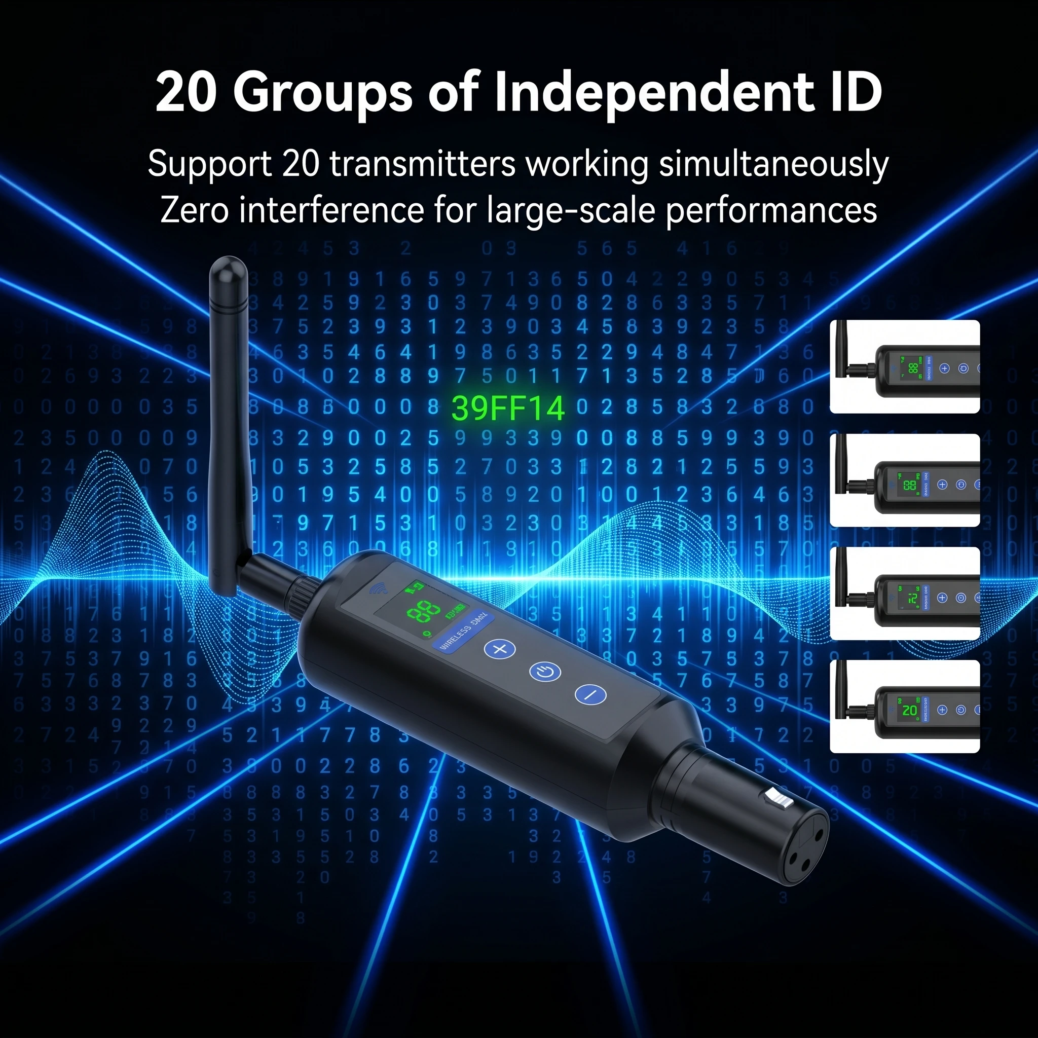 Kabelloses Dmx-System-Set 2026 Mit Sender &Amp; Empfänger – Digitale Anzeige, Große Reichweite Für Bühnenbeleuchtung, Partys Und Bars Kabelloses Dmx-System-Set 2026 Mit Sender &Amp; Empfänger – Digitale Anzeige, Große Reichweite Für Bühnenbeleuchtung, Partys Und Bars - Image 4