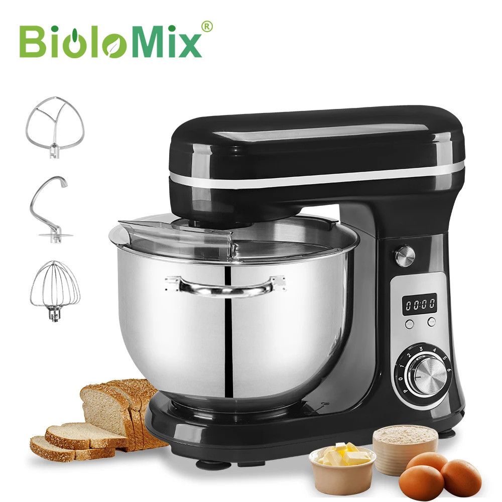 Biolomix Küchen-Lebensmittel-Standmixer, Mixer, Leiser Motor, Sahne-Ei-Schneebesen, Peitsche, Teigkneter, 6 Geschwindigkeiten, 1200 W, 6 L, Dc Biolomix Küchen-Lebensmittel-Standmixer, Mixer, Leiser Motor, Sahne-Ei-Schneebesen, Peitsche, Teigkneter, 6 Geschwindigkeiten, 1200 W, 6 L, Dc