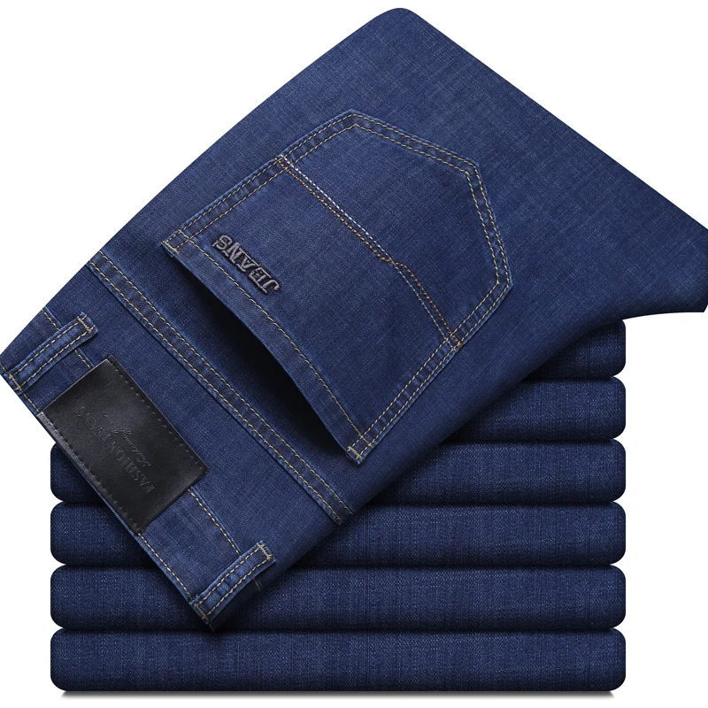 Summer New Elastic Men'S Jeans Fashion Comfortable Business Straight Stretch Cotton Casual Denim Pants Brand Male Thin Trousers Summer New Elastic Men'S Jeans Fashion Comfortable Business Straight Stretch Cotton Casual Denim Pants Brand Male Thin Trousers - Image 2