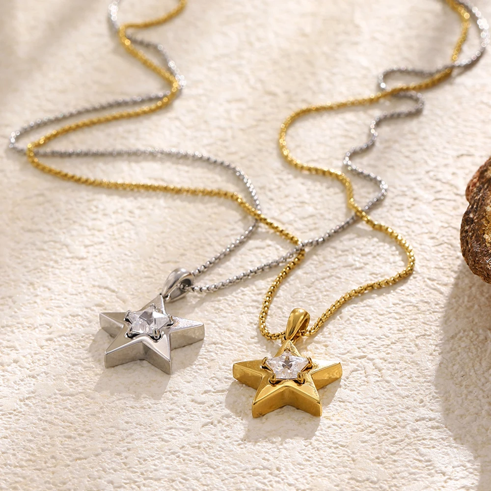 E.b.belle Halskette Mit Wassertropfen-Zirkon-Anhänger Für Damen, 18 Karat Vergoldete Edelstahl-Halsketten, Eleganter Damenschmuck, Geschenk E.b.belle Halskette Mit Wassertropfen-Zirkon-Anhänger Für Damen, 18 Karat Vergoldete Edelstahl-Halsketten, Eleganter Damenschmuck, Geschenk - Image 6