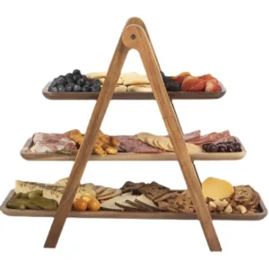 3-stufiges Holztablett, Deko-Kuchenständer, Farmhouse-Tablett, Party-Servierplatten und -Teller