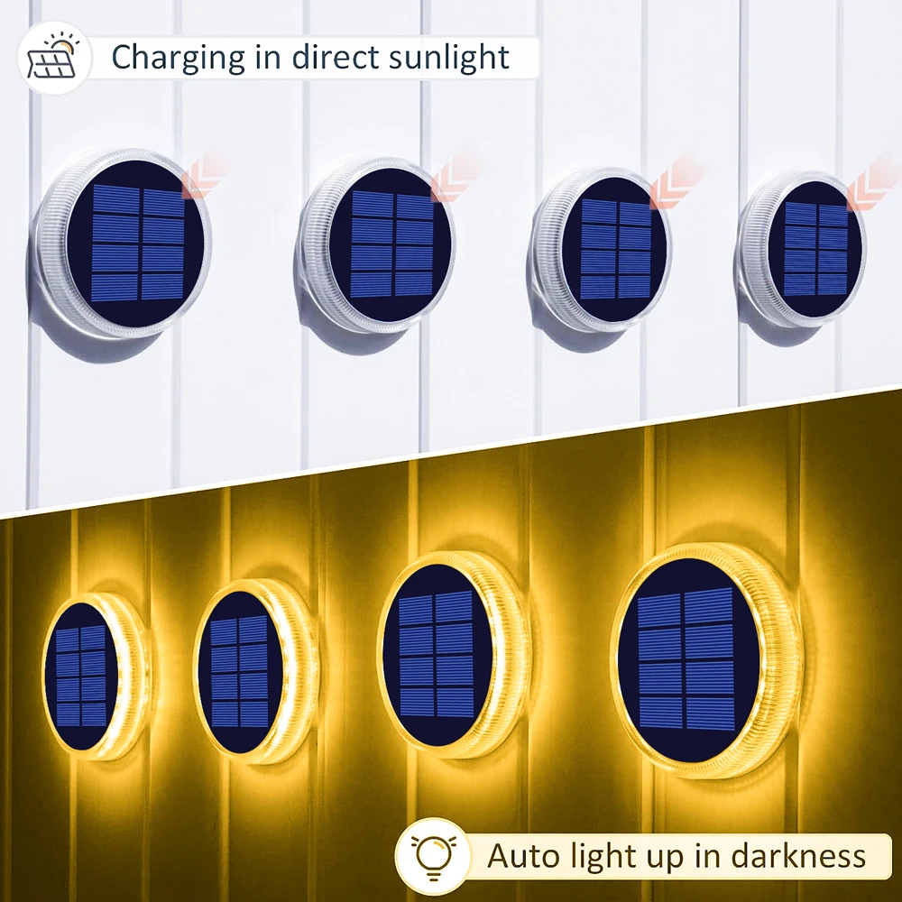 Solar-Led-Deckleuchten Für Den Außenbereich, Ip68, Wasserdicht, Garten-Stufenbeleuchtung, Automatisches Ein-/Ausschalten, Treppen, Terrasse, Weg, Hof, Zaun, Wandleuchte Solar-Led-Deckleuchten Für Den Außenbereich, Ip68, Wasserdicht, Garten-Stufenbeleuchtung, Automatisches Ein-/Ausschalten, Treppen, Terrasse, Weg, Hof, Zaun, Wandleuchte - Image 3