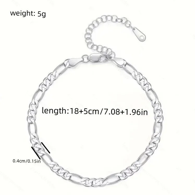 Heiße Luxus 925 Sterling Silber Armbänder Fußkettchen Y2K 4 Mm Kette Für Frauen Männer Hochzeit Hübscher Schmuck Zubehör Mode Geschenke Heiße Luxus 925 Sterling Silber Armbänder Fußkettchen Y2K 4 Mm Kette Für Frauen Männer Hochzeit Hübscher Schmuck Zubehör Mode Geschenke - Image 5