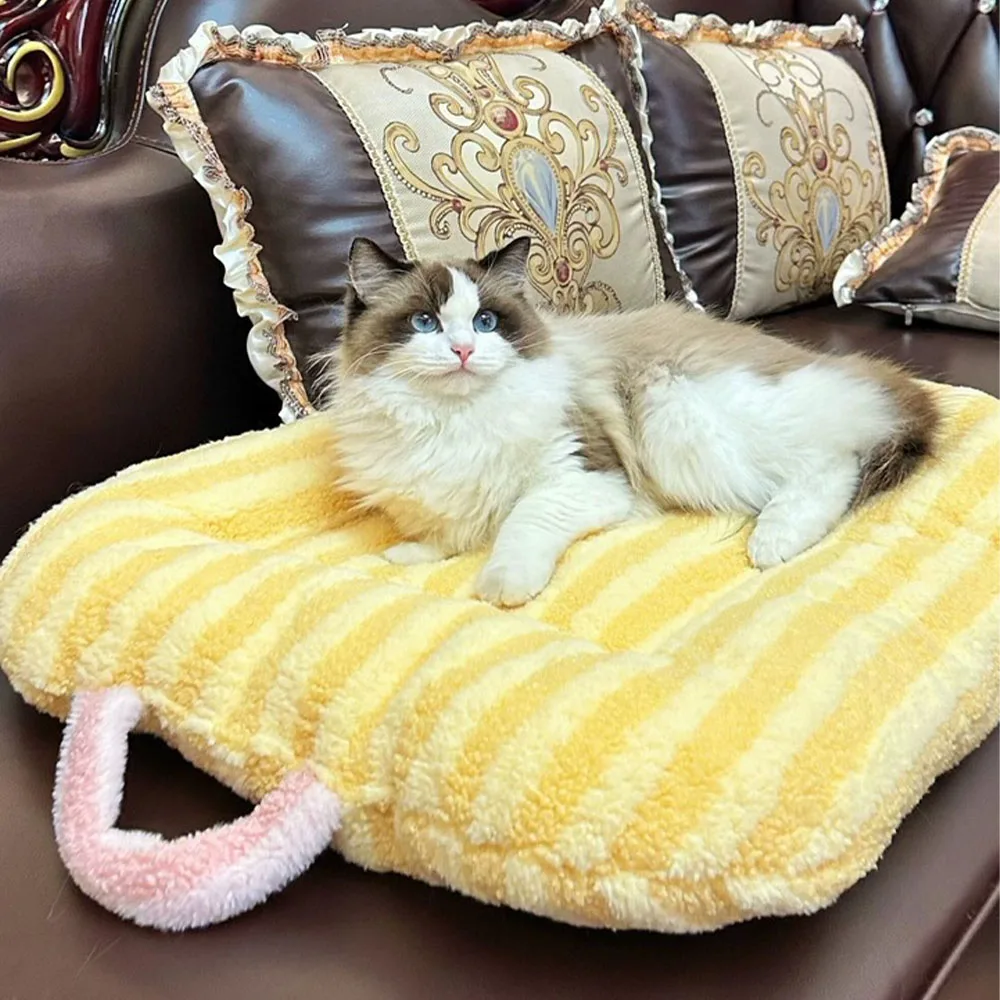 Cute Soft Pet Cat Bed Pad For Four Seasons Soft Plush Oval Comfortable Sleeping Washable For Small Medium Dogs/Cats Pet Products Cute Soft Pet Cat Bed Pad For Four Seasons Soft Plush Oval Comfortable Sleeping Washable For Small Medium Dogs/Cats Pet Products - Image 13