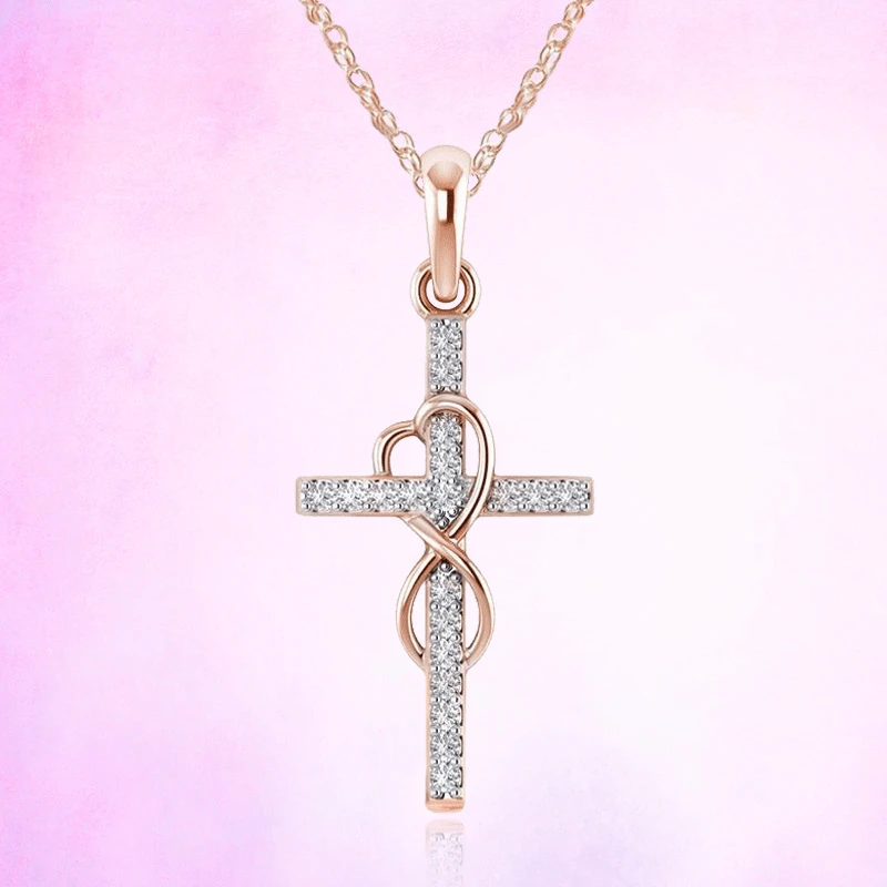 Exquisite Funkelnde Kristall Kreuz Anhänger Halskette Damen Luxus Zirkon Dünne Kette Halskette Für Frauen Mode Party Schmuck Geschenk Exquisite Funkelnde Kristall Kreuz Anhänger Halskette Damen Luxus Zirkon Dünne Kette Halskette Für Frauen Mode Party Schmuck Geschenk – Bild 2