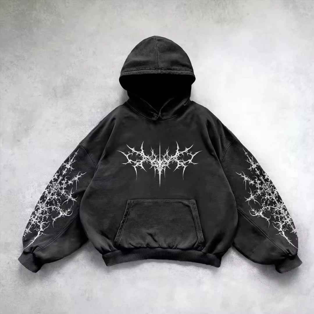 Retro Gothic Grafik Druck Hip Hop Hoodie Für Männer Y2K Grunge Punk Casual Lose Pullover Frauen Streetwear Sweatshirt Hoodies Retro Gothic Grafik Druck Hip Hop Hoodie Für Männer Y2K Grunge Punk Casual Lose Pullover Frauen Streetwear Sweatshirt Hoodies - Image 3