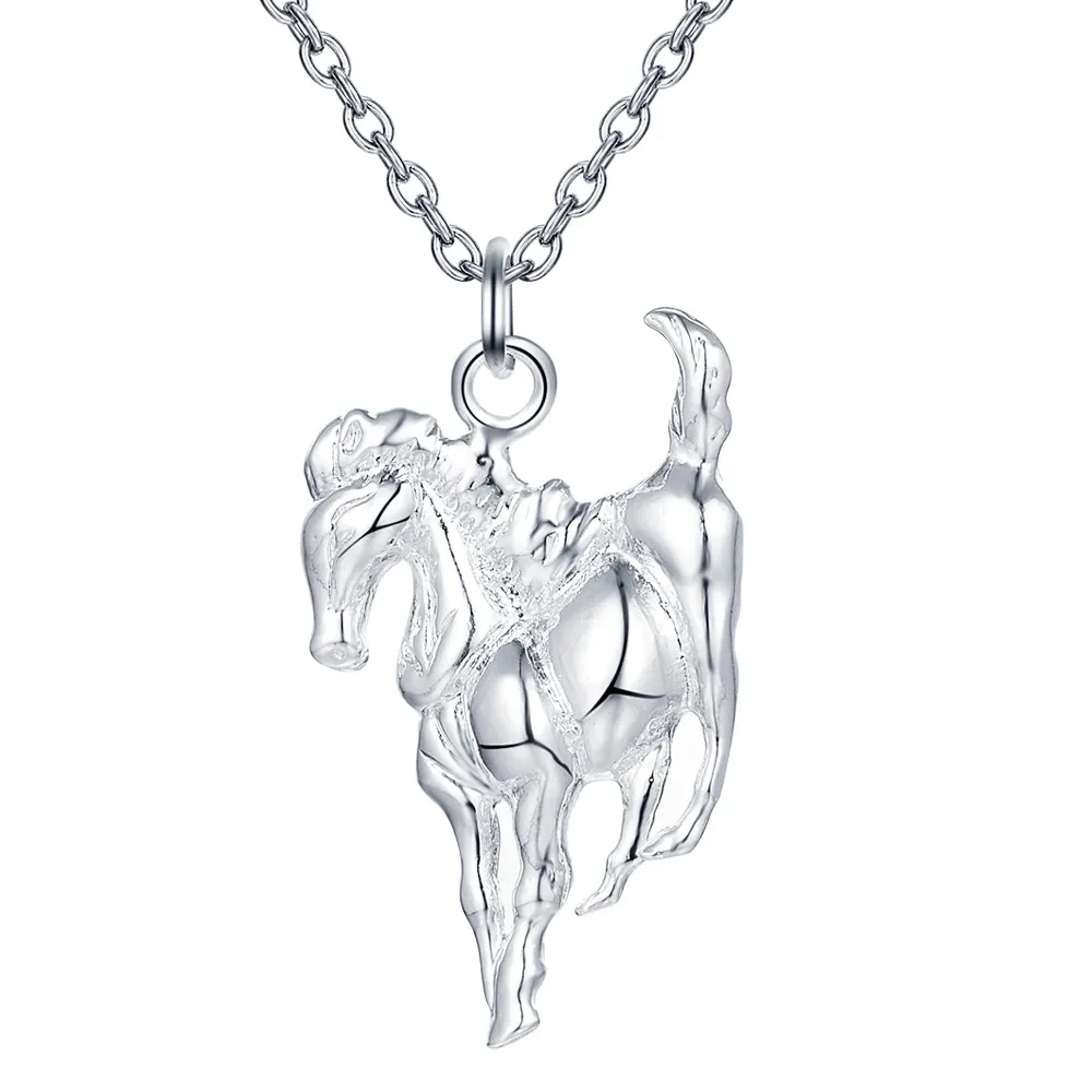 Modemarke Halskette Aus 925Er-Sterlingsilber Für Damen, Luxuriöser Hochzeitsschmuck, Elegante Pferdeanhänger-Kette Modemarke Halskette Aus 925Er-Sterlingsilber Für Damen, Luxuriöser Hochzeitsschmuck, Elegante Pferdeanhänger-Kette - Image 6