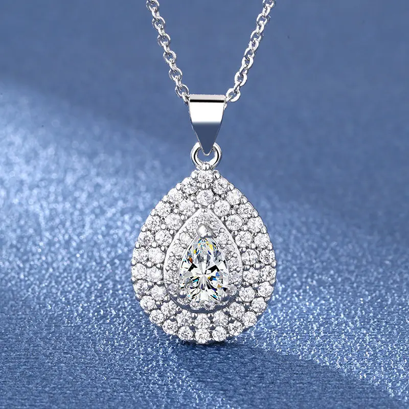 Halskette Aus 925Er-Sterlingsilber Mit Glänzendem Zirkon Für Damen, Hochzeitsschmuck, Verlobungsanhänger, Party-Geschenk, Königlicher Wassertropfen Halskette Aus 925Er-Sterlingsilber Mit Glänzendem Zirkon Für Damen, Hochzeitsschmuck, Verlobungsanhänger, Party-Geschenk, Königlicher Wassertropfen - Image 4