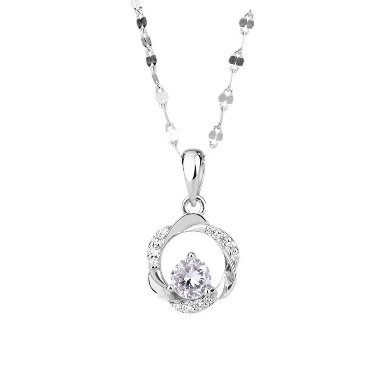 Neue Silber Halskette Für Frauen Licht Luxus High-End Runde Blume Anhänger Schlüsselbein Kette Geschenk Für Freundin Hochzeit Schmuck Neue Silber Halskette Für Frauen Licht Luxus High-End Runde Blume Anhänger Schlüsselbein Kette Geschenk Für Freundin Hochzeit Schmuck - Image 5