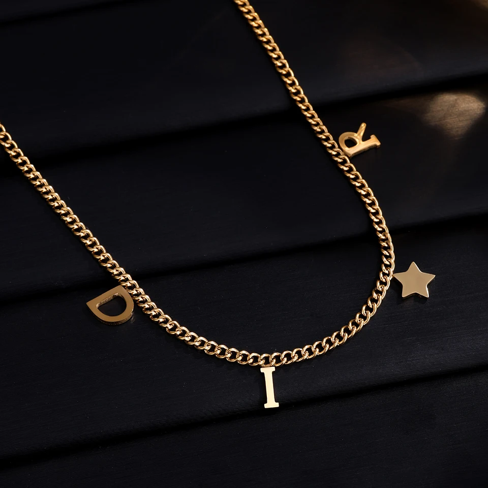 Mode Brief Stern Anhänger Halskette Für Frauen Einfache Edelstahl Kette Luxus Schmuck Zubehör Geschenk Mode Brief Stern Anhänger Halskette Für Frauen Einfache Edelstahl Kette Luxus Schmuck Zubehör Geschenk - Image 4