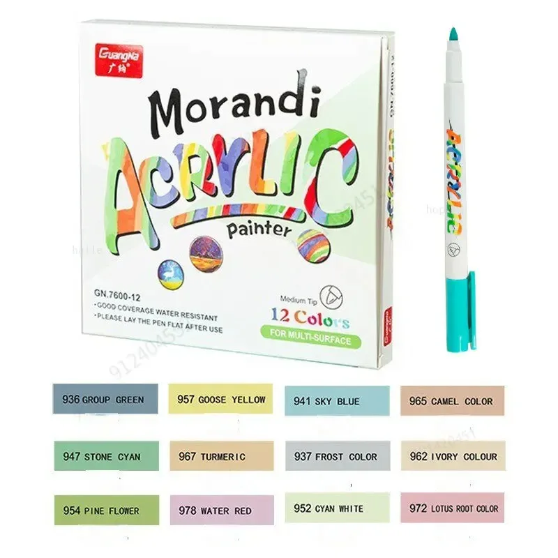 12-60 Farben Acryl Pinsel Markierung Stifte Für Stoff Leinwand Stein Metall Keramik Diy Mal Stift 12-60 Farben Acryl Pinsel Markierung Stifte Für Stoff Leinwand Stein Metall Keramik Diy Mal Stift - Image 12
