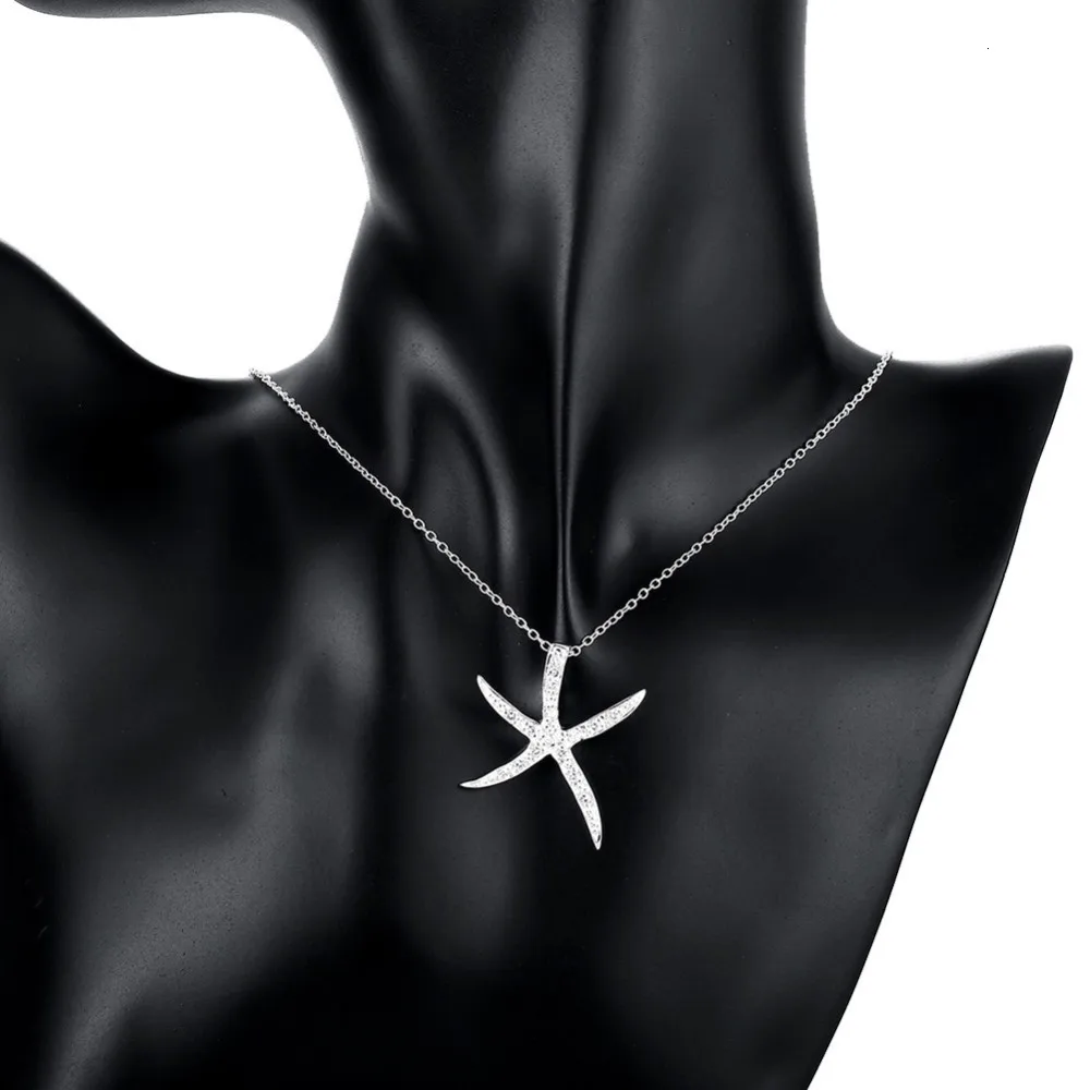 925 Sterling Silber Kristall Großer Seestern Deko-Anhänger Halsketten Feiner Schmuck Für Damen Valentinstagsgeschenk 925 Sterling Silber Kristall Großer Seestern Deko-Anhänger Halsketten Feiner Schmuck Für Damen Valentinstagsgeschenk - Image 5