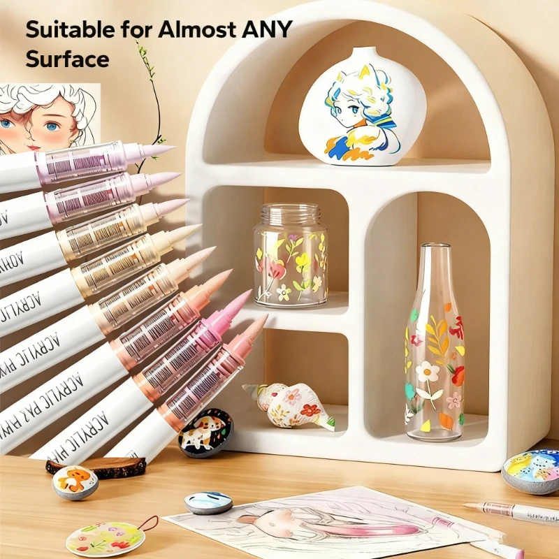 9-Teiliges Acryl-Pinselstift-Set, Professionelle Kunstmarker Mit Tintensteuerung Zum Malen, Zeichnen Und Skizzieren, Schulzubehör, Kunst 9-Teiliges Acryl-Pinselstift-Set, Professionelle Kunstmarker Mit Tintensteuerung Zum Malen, Zeichnen Und Skizzieren, Schulzubehör, Kunst