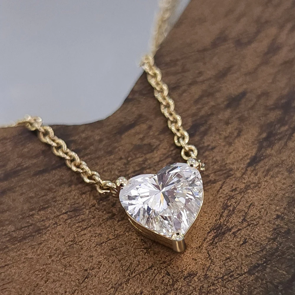 Zertifizierte 1–3 Karat Herzschliff-Moissanit-Anhänger-Halsketten Für Damen, S925-Silber Vergoldet, Solitär-Lab-Diamant-Halskette Aus 18 Karat Gold Zertifizierte 1–3 Karat Herzschliff-Moissanit-Anhänger-Halsketten Für Damen, S925-Silber Vergoldet, Solitär-Lab-Diamant-Halskette Aus 18 Karat Gold - Image 4